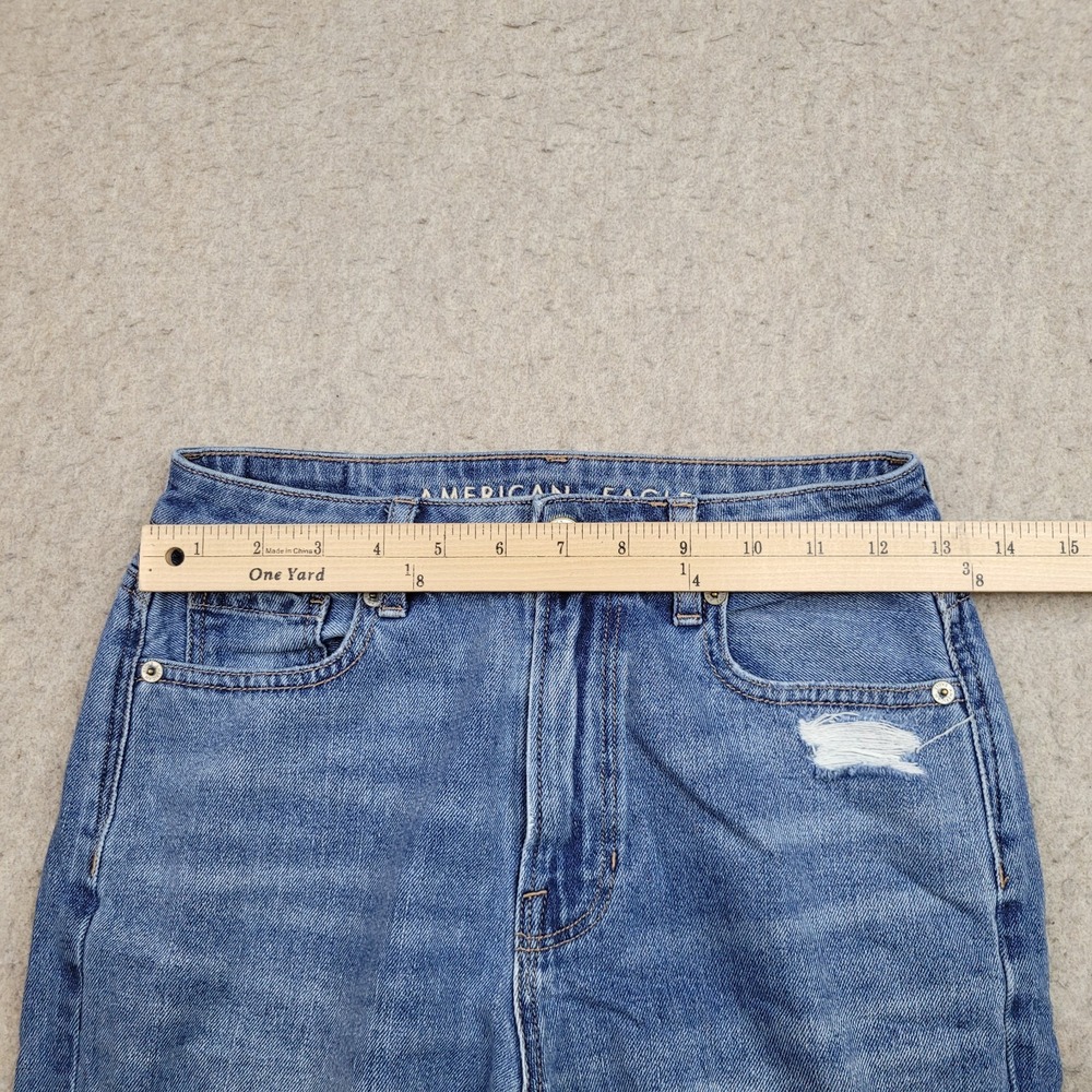 American Eagle Mom Jeans Womens 0 Reg Comfort Stretch Waistband Distressed - Picture 9 of 13